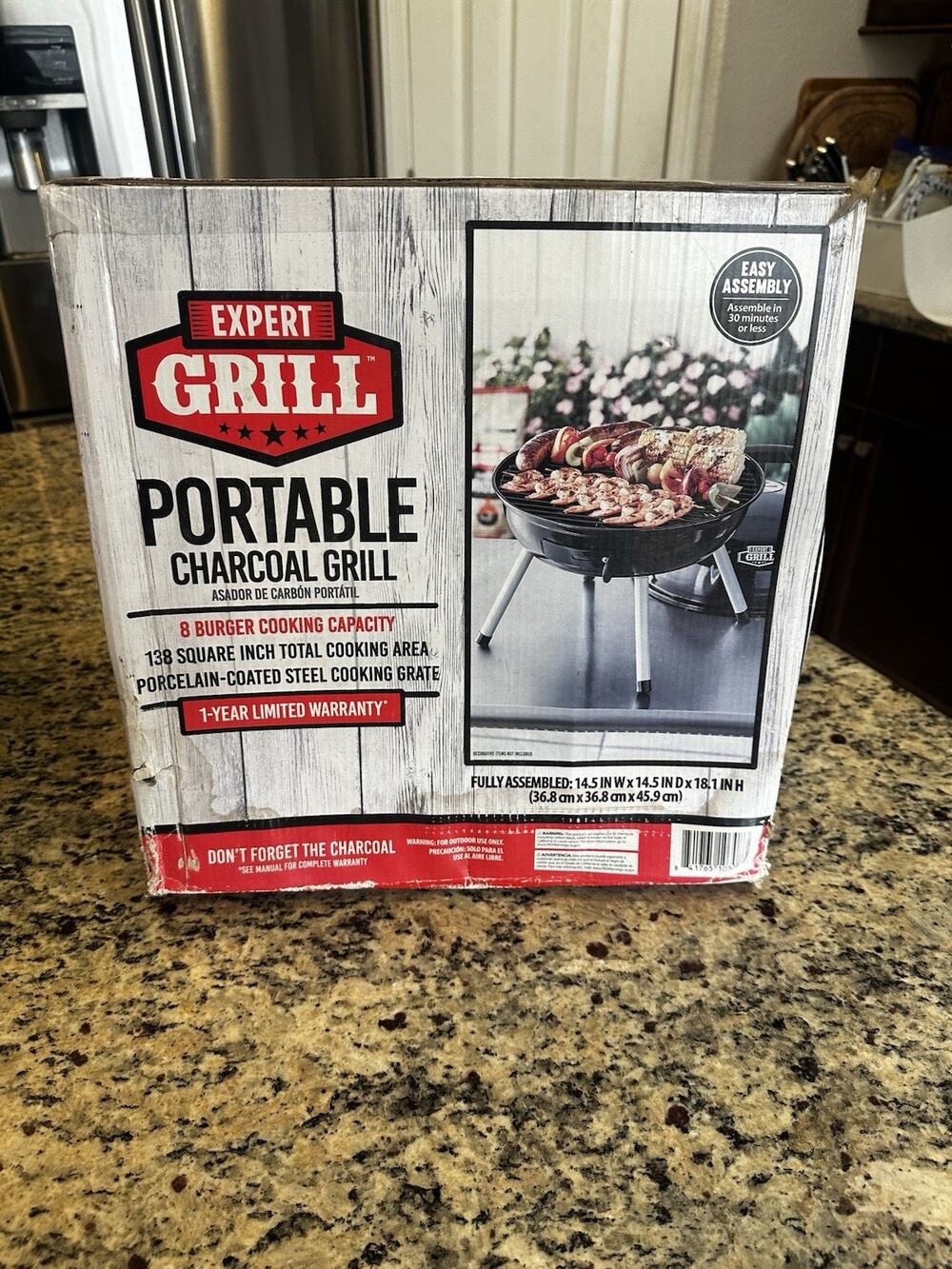New Expert Grill 14.5 inch Portable Charcoal Grill, Black